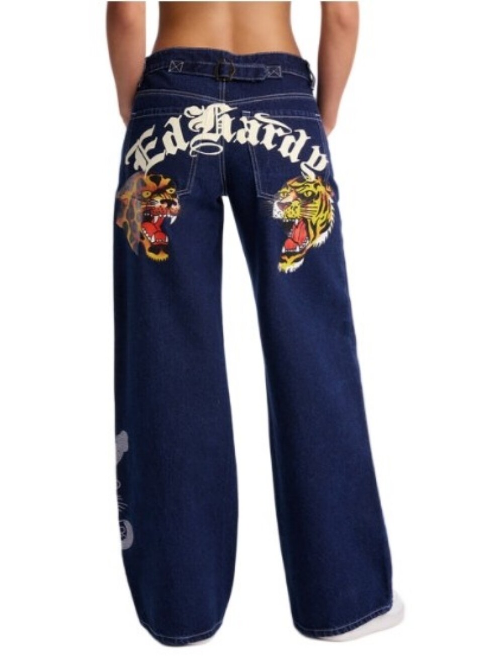 Ed Hardy Baggy Tiger Logo Medium Wash Jeans